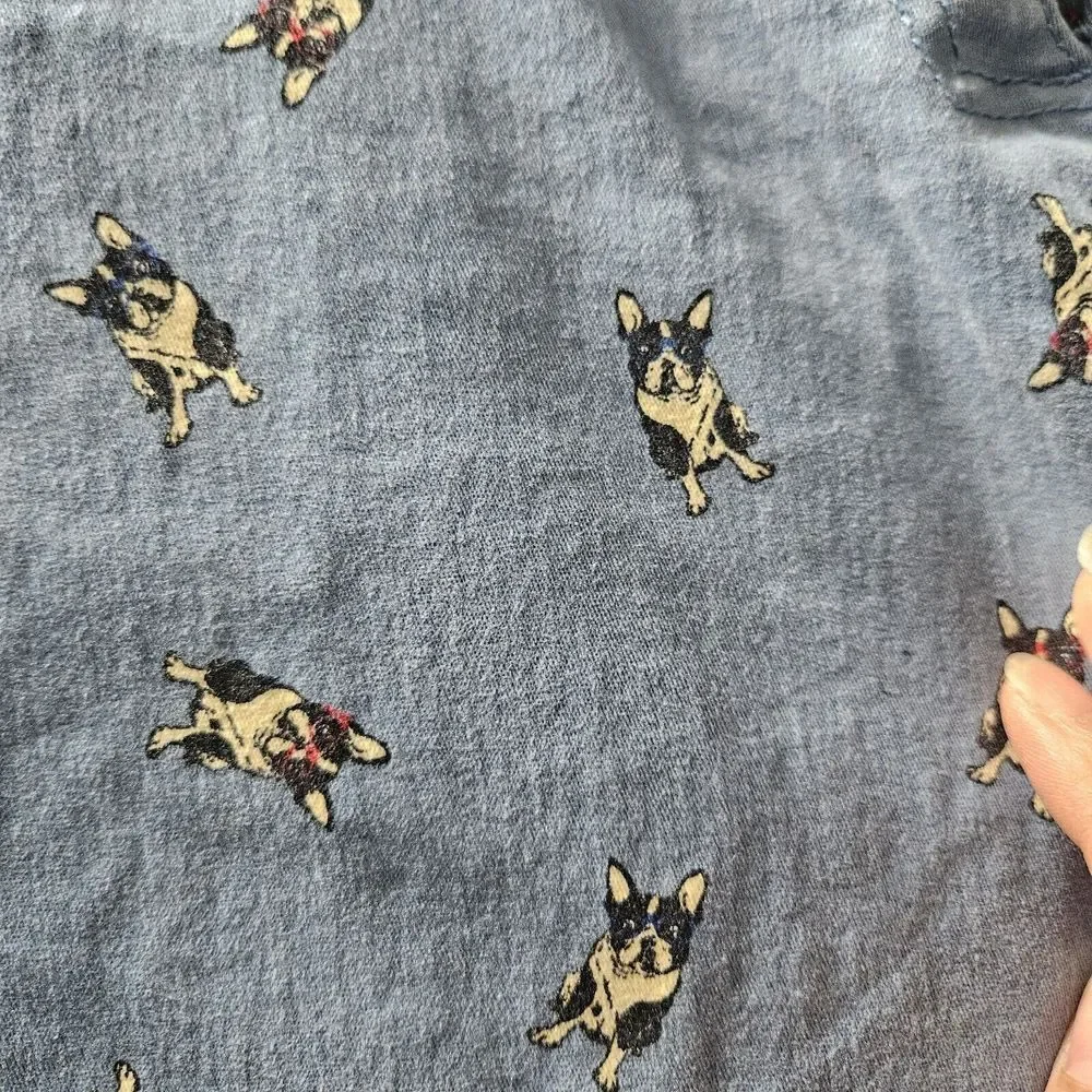 Denali Mens Size 38 Dog Boston Terrier Allover Print Shorts Blue Zip Fly Pockets